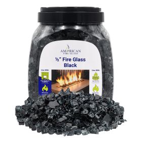 1/2" Black Fire Glass - 10 Lb Jar