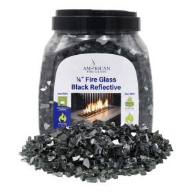 1/4" Black Reflective Fire Glass - 10 Lb Jar