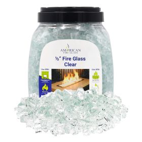 1/2" Clear Fire Glass - 10 Lb Jar