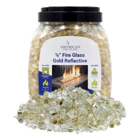 1/2" Gold Reflective Fire Glass - 10 Lb Jar