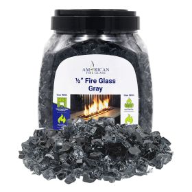 1/2" Gray Fire Glass - 10 Lb Jar