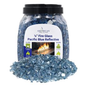 1/4" Pacific Blue Reflective Fire Glass - 10 Lb Jar