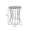 Ema 21 Inch Plant Stand, Round Top, Slatted Geometric Frame, Silver Finish