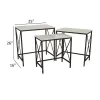 Zoe Plant Stand Table Set of 3, Metal, Rectangular Marble Top, Black Metal