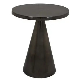 Riot 19 Inch Plant Stand Table, Round Top, Triangle Pedestal, Metal, Black