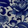 Planter With Saucer Set of 4, Vintage Blue Floral Print, White Ceramic