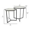 Plant Stand Table Set of 2, Black Metal Frame, Hexagonal White Tabletop