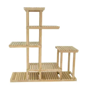 67 Inch Flower, Plant Stand, Multi Tier Shelf Design, Natural Teak Wood