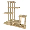 67 Inch Flower, Plant Stand, Multi Tier Shelf Design, Natural Teak Wood