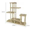 67 Inch Flower, Plant Stand, Multi Tier Shelf Design, Natural Teak Wood