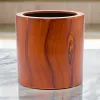 Shyo 8 Inch Self Watering Planter, Faux Wood ABS Body, Round, Dark Brown