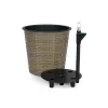 Hema 10 Inch Self Watering Planter, Wicker, Hand Woven Rattan, Brown Finish