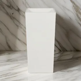 Zeny 32 Inch Tall Planter Vase with Hidden Insert, Tapered Barrel, White
