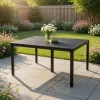 Riley Outdoor Dining Table, Square 61 Inch Matte Black Metal Lattice