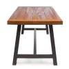 Carls Dining Table, Rectangular 71 Inch, Outdoor Light Brown Wood, Iron