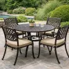 Simon Outdoor Dining Table, Round 47 Inch, Bronze Finished Cast Metal Frame