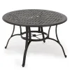 Simon Outdoor Dining Table, Round 47 Inch, Bronze Finished Cast Metal Frame