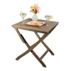 Cami Outdoor Foldable Bistro Table, X Base, 26 Inch Gray Acacia Wood