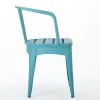 Rune Outdoor Bistro Table Set, 2 Chairs, Round Slatted, Teal Blue Iron