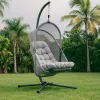 Bery Outdoor Swing Chair with Foldable Stand, Light Gray Cushion