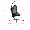 Cery Outdoor Egg Swing Chair, Foldable Stand, Coastal Black Cushion