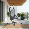 Cery Outdoor Egg Swing Chair, Foldable Stand, Light Gray Cushion