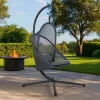 Cery Outdoor Egg Swing Chair, Foldable Stand, Light Gray Cushion