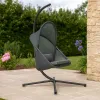 Cery Outdoor Egg Swing Chair, Foldable Stand, Light Gray Cushion