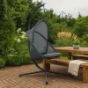 Cery Outdoor Egg Swing Chair, Foldable Stand, Light Gray Cushion