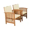 Kaila 4pc Patio Sofa, Chair and Coffee Table Set, Beige Cushions, Brown Wood