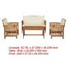 Kaila 4pc Patio Sofa, Chair and Coffee Table Set, Beige Cushions, Brown Wood