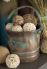 Tinged Metal Bucket Planter With Handles, Patina Rust Finish, Green, Set of 3