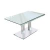 Metal and Glass Dining table with Dual Post Pedestal base, Chrome