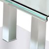 Metal and Glass Dining table with Dual Post Pedestal base, Chrome