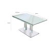 Metal and Glass Dining table with Dual Post Pedestal base, Chrome