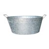 Lola Embossed Design Oval Shape Galvanized Steel Tub with Side Handles, Small, Silver