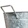 Lola Embossed Design Oval Shape Galvanized Steel Tub with Side Handles, Small, Silver