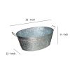 Lola Embossed Design Oval Shape Galvanized Steel Tub with Side Handles, Small, Silver