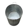 Thea Embossed Design Oval Shape Galvanized Steel Tub with Side Handles, Large, Silver