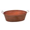 Thea Oval Shape Hammered texture Metal Tub with 2 Side Handles, Copper