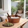 Thea Oval Shape Hammered texture Metal Tub with 2 Side Handles, Copper