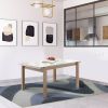 Rectangular Wooden Dining Table with Straight Legs, White and Brown