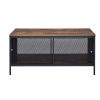 Metal Coffee Table with 1 Bottom Shelf and Mesh Design, Brown and Gray