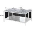 Metal Coffee Table with 1 Bottom Shelf and Mesh Design, Brown and Gray