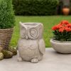 Antique Styled Raw Textured Polyresin Owl Head Planter, Gray