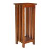 30 Inch Wooden Flower Stand with Bottom Shelf and Slatted Sides, Brown