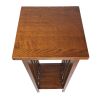 30 Inch Wooden Flower Stand with Bottom Shelf and Slatted Sides, Brown