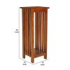 30 Inch Wooden Flower Stand with Bottom Shelf and Slatted Sides, Brown