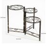 3 Tier Heart Clover Design Round Top Metal Plant Stand, Black