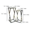 Stone Top Plant Stand with Geometric Base, Set of 2, Black and Gray